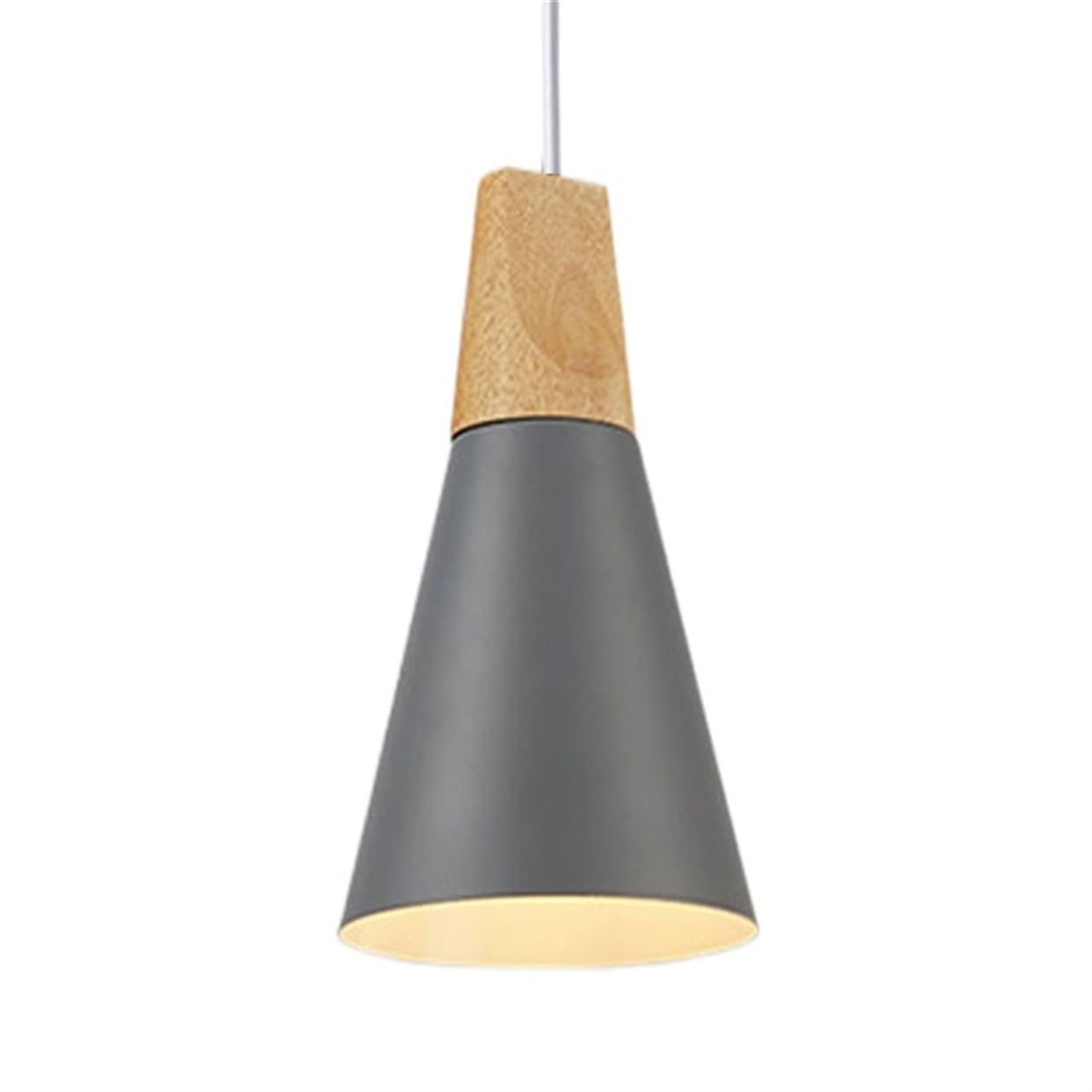 YGZPALH Wooden Modern Pendant Light Black Aluminum Nordic Chandeliers 1-Light Unique Rustic Dining Room Hanging Light Wooden Dome Pendant Light Fixture for Foyer,Hallway,Foyer,Bedroom (White)