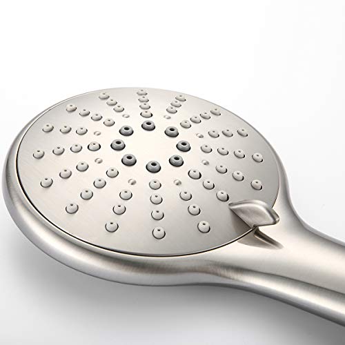 TRIPHIL Updated Version 4.5" Handheld Showerhead Replacement with 59 Inches Hand Held Shower Hose Stainless Steel Metal Sleeve Tube Brass Connectors Brushed Nickel Sealed with PVD, Satin Nickel