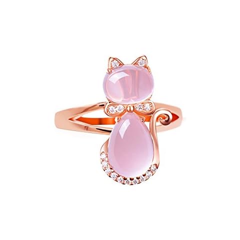 Uloveido Rose Gold Cat Eye Cocktail Ring Cover
