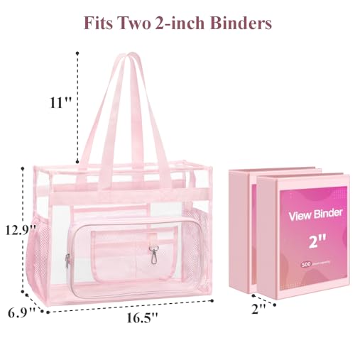 Image of PACKISM Clear Tote Bag for School - Large Heavy Duty Clear Tote for Girls | See Through PVC, Wide Zipper Opening, Front Pocket Keeps Essentials Visible for Students, Class, Work, Daily Carry, Age 12+