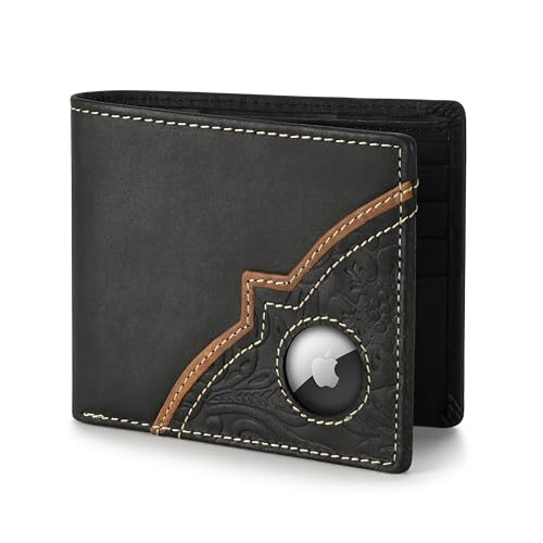 Wrangler portefeuille en cuir véritable noir pour homme élégant