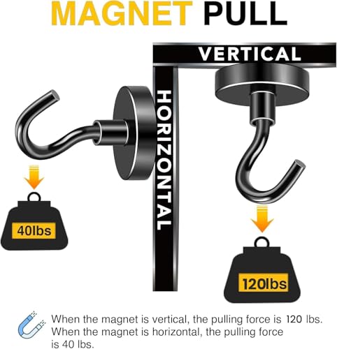 Image of DIYMAG Magnetic Hooks,120lbs Heavy Duty Magnets with Hook Black 12 Pack | Rare Earth N52 2026 Cruise Cabin Ship Essentials for Fridge Hanging Classroom Beach Vacation Kitchen Grills Home Must Have