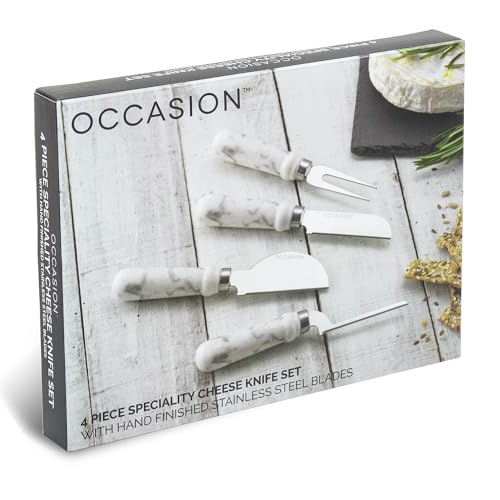 Occasion Cheese Knives - 4 Piece Knife Set - Marble Design and Durable Stainless Steel Blades