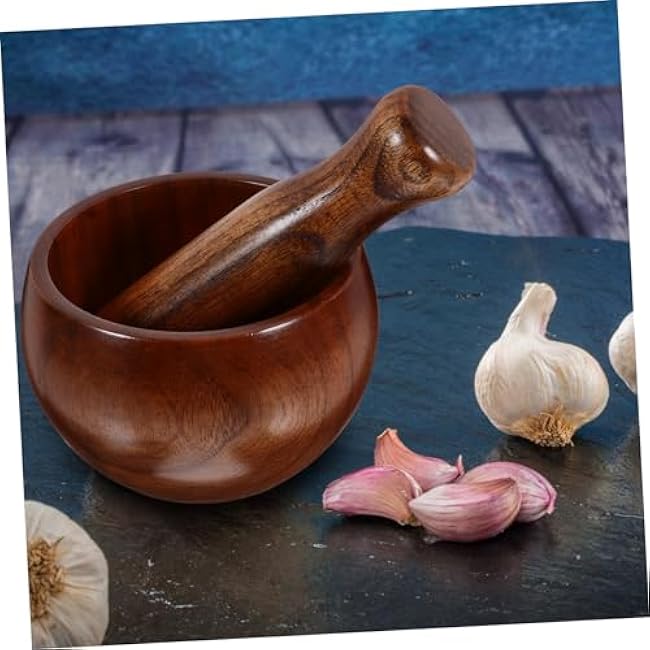 Wooden Pestle and Bowl Set for Grinding Avocado Salsa and Spices Kitchen Tool for Sauces and Seasonings Easy to Clean and Maintain