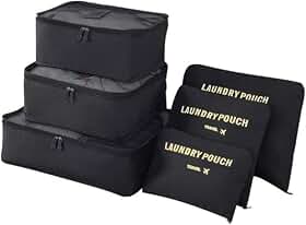 Kit Organizador de Malas 6 Peças para Viagem Conjunto Organizador Completo Bolsas Necessaire Sapatos Maquiagem Roupas Bagagem Organizada (Azul)