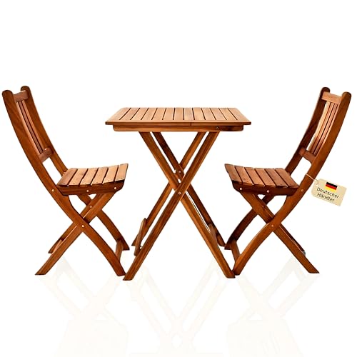 Loreno 3-TLG. Gartenmöbel Set 60x60 cm – Blossom – Klappbar, massives...
