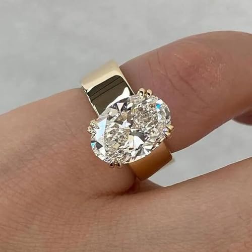 AARK & CO 4.00Ct Oval Cut Lab Created Diamond Solitaire Woman's Engagement Ring 14K Yellow Gold Finish 925 Sterling Silver3