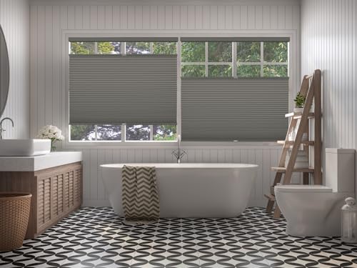 BlindsAvenue Cordless Top Down Bottom Up Cellular Honeycomb Shade, 9/16" Single Cell, Blackout, Antique Pewter, Size: 24" W x 48" H