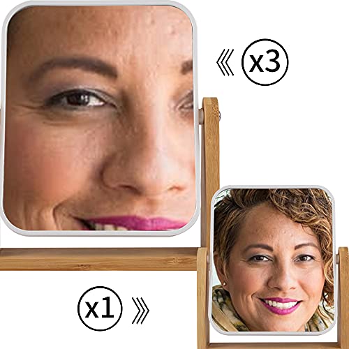 Espejo de Maquillaje con Base Bambú Natural 1X/3X miniatura 3