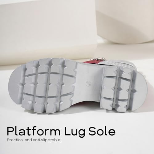 RKQ Zebra platform combat boots for women Low Chunky Heel Adjustable Lace-Up Vamp Inside Zipper Mid Calf Boots Fashion Party Daily Wear leisure Lug Sole Boots3