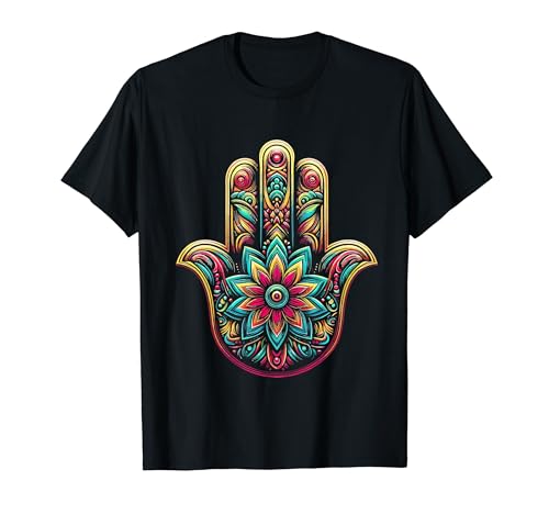 Hamsa Mano Mandala Yoga Fátima Mano Símbolo Boho Mujer Camiseta