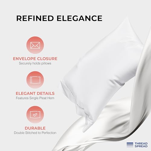 Image of THREAD SPREAD 100% Egyptian Cotton King Size Sheets Set - Luxury 1200 Series Plush Collection Egyptian Cotton Sheets King Size (4 PC, White), Silky Soft, Cooling, 17 inch Deep Pocket Bed Set
