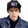 Exotic Tribe Tie Dye Style Print Thick Double Layer Slouchy Soft Beanie Hats Waffle Knit Pullover Black Hat Warm Winter Cap, Black, One size #1