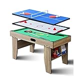 Mesa de Juegos combinada múltiple 3 en 1, Juego de Mesa combinada Plegable de Juegos múltiples con Billar, Tenis de Mesa, Hockey sobre Hielo, estantería pequeña, Juguetes de Ocio Familiar