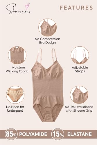 Image of SHAPEMOUR Thong Bodysuit for Women, Slimming Design Shapewear for Women, Tummy Control Body Shaper with Silicone Grip, No Steel Bones for All Day Comfort, Seamless Sculpting Bodyshaper