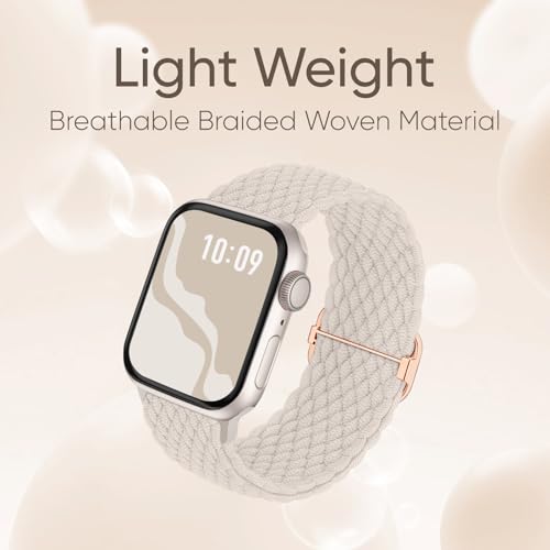 Image of 4 Pack Braided Stretchy Bands Compatible with Apple Watch 40mm 41mm 38mm 42mm 44mm 45mm 46mm 49mm Women Men, Breathable Nylon Elastic Daily Use Straps for iWatch Series 11 /10 9 8 7 6 5 4 3 SE /Ultra 2