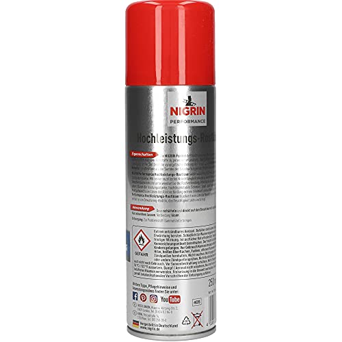 NIGRIN Hochleistungs-Rostlöser Hybrid, aktive Kriechfähigkeit, minimiert den Kraftaufwand, korrosionshemmend, 250 ml