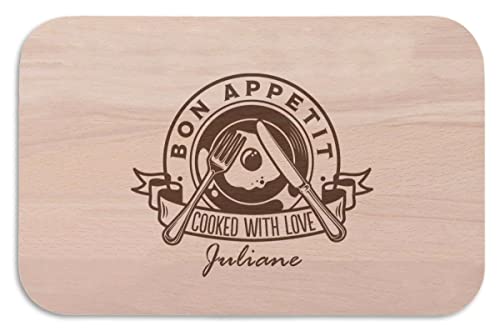 Rahmenlos - Tabla de desayuno, diseño con texto Bon Appetit