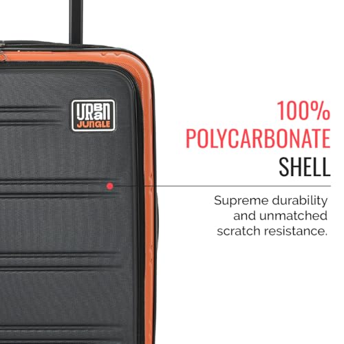Image of Urban Jungle by Safari Hold-All Premium Small (55cm) Trolley Bag with Laptop Compartment, Polycarbonate Cabin Suitcase with 8 Silent Wheels & TSA Lock,Hardside Travelling Luggage for Men&Women(Orange)