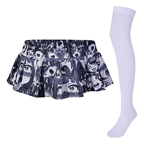 Ahego Face Womens Schoolgirl Cosplay Costume Sexy Roleplay Lingerie Set with Socks Student Costume Cover