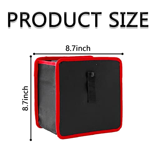 Image of beypovk Hanging Car Trash Can, Foldable Portable Car Garbage Bag Organizer, 8.7 inch x 8.7 inch x 5.7 inch Universal Waterproof Oxford Cloth Garbage Bin (Red)
