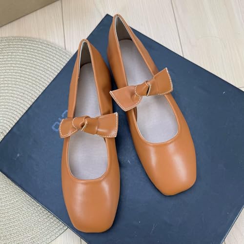 ChaiRong Zhou Women Pu Leather Bowknot Slip on Low Heel Flats Casual Dress Ballet Party Shoes2