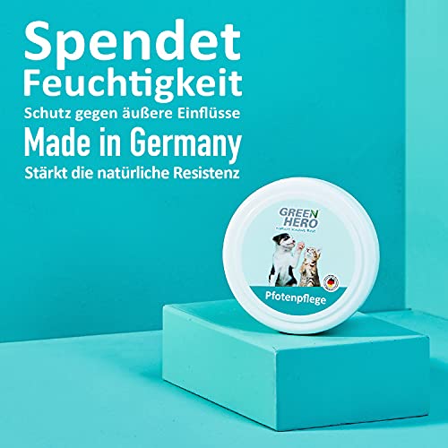 Green Hero Pfotenpflege für Hunde und Katze Pfotenbalsam mit Pfotenschutz in einem Produkt Pfotensalbe gegen Risse und Austrocknung mit Arnikaöl, Rapsöl, Lorbeerblatt öl 75 ml