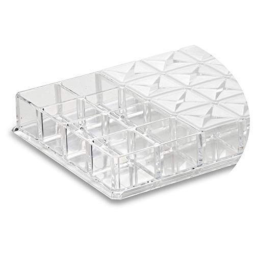 byAlegory Acrylic Lipstick Makeup Organizer W/Removable Silicone Support Inserts | 48 Space Cosmetic Storage Fits Most Drawers (CLEAR)