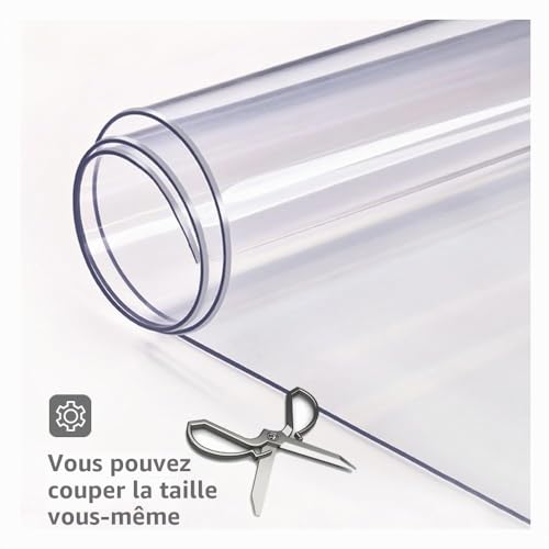 Nappe de table PVC transparent 2mm imperméable protège-table rectangulaire cuisine 90x200 - 5