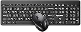 Wireless Keyboard and Mouse Combo, 2.4G Full-Size Rechargeable Silent Keyboard and Mouse Set, Cordless Mice for Pc Desktops Computer, Laptops, Windows, Black