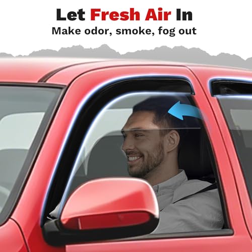 Image of Canvcle Tundra Rain Guards - Window Visors for Toyota Tundra Extended Cab /Access Cab 2000-2006, Outside-Mount Tape-On Side Window Wind Deflectors for Tundra Accessories, Vent Visors Shades Rainproof