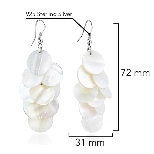 AeraVida Enchanting Cluster of White and Yellow Kabibe Shell Circles Handcrafted Dangle Earrings, 1.22x2.83 in3
