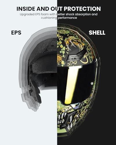 Image of ILM Motorcycle Helmets for Adult Men Women Full Face DOT ECE Powersports Dual Visor Street Racing Helmet with Pinlock Cascos para Motos Model MF509 (Mythology Gold, S)