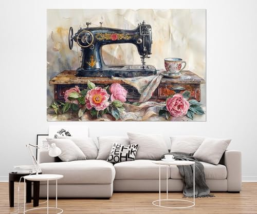 Affiche vintage de machine à coudre TONGYINLI tableau toile rétro 80x120cm