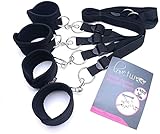 Lovetwoo Bett Fesseln SM Fetisch Unter Bett Restraint Kit mit Handschellen Fußfesseln Bondage, Bettfessel Sexspielzeug(Schwarz)