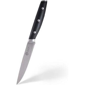 MasterChef All-Purpose Knife Chef's Knife Professional Knife Made of High-Carbon Stainless Steel Triple Riveted Handle with Steel Choker Full Pins Super Sharp 12 cm Blade Silver