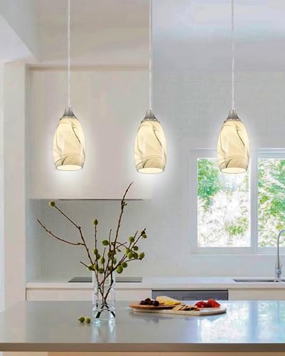 Image of Globe Glass Pendant Lamp Shade Only Light Fixtures Replacement for Mini Pendant Light Art Glass Lamp Covers for Kitchen Island Table lamp glass shade replacement Green Marble
