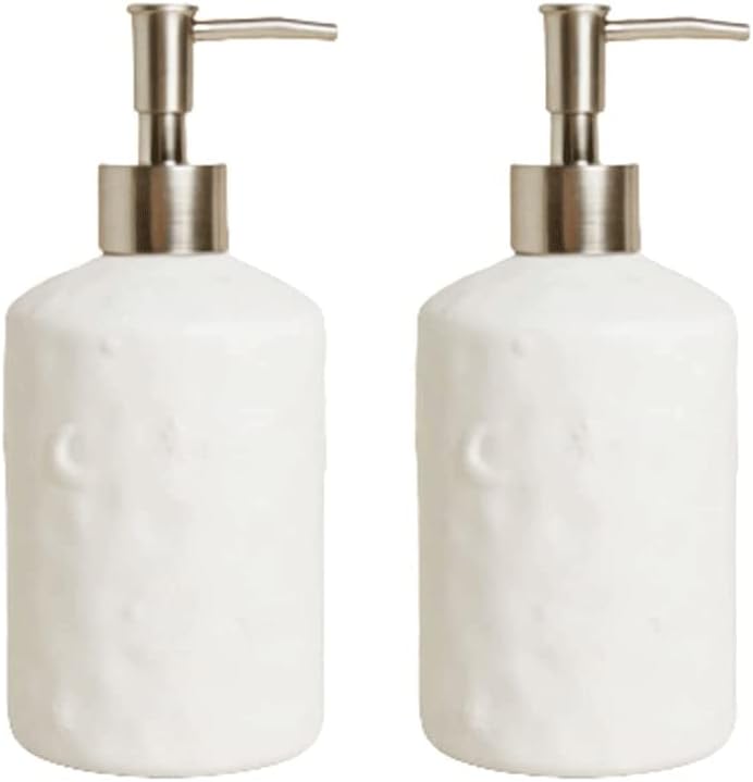 Ceramic Soap Dispenser Refillable Relief Sculpture Soap Pump Dispenser Lotion Bottle with Stainless Steel Pump for Bathroom Kitchen