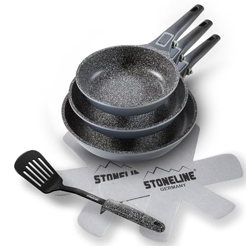 Set 5 Padelle Antiaderenti Con Manici Amovibili - Nero, 20/24/28 Cm