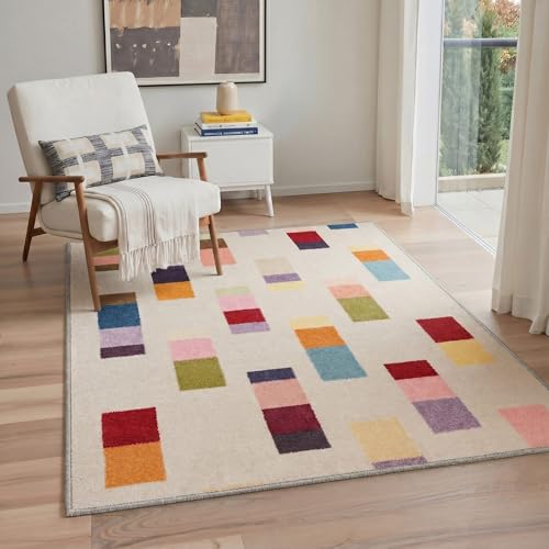 BEIMO 8X10 Area Rugs Minimalist Color Blocks Rug, Low Pile Non Slip Machine Washable...