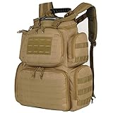 AUMTISC Gun Range-Bag Tactical-Backpack - for Handguns with 3-Pistol Case Khaki