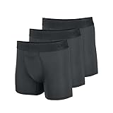 Tommy John Men's Trunk 4” Underwear, Second Skin Boxers with Supportive Contour Pouch, Soft Naturally Breathable Stretch Fabric Boxers for Men, Turbulence Grey - 3 Pack, XXL