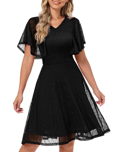 Wedtrend Women's Wedding Guest Dress Flutter Sleeves Cocktail Dresses Homecoming Dresses Lace Semi Formal Dress