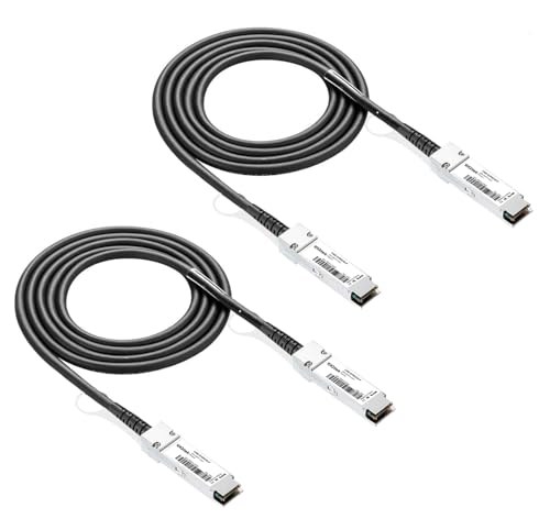 10Gtek 40G QSFP+ DAC Cable - 40GBASE-CR4 Passive Direct Attach Copper Twinax QSFP Cable for Cisco QSFP-H40G-CU2M, Meraki MA-CBL-40G-2M, Supermicro, Mikrotik, Open Switch Devices,2-Meter(6.6ft), 2-Pack
