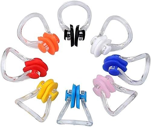 kuou 8 Pieces Swimming Nose Clip, Silicone Swim Training Protector Plug, Each Color for 1 Piece