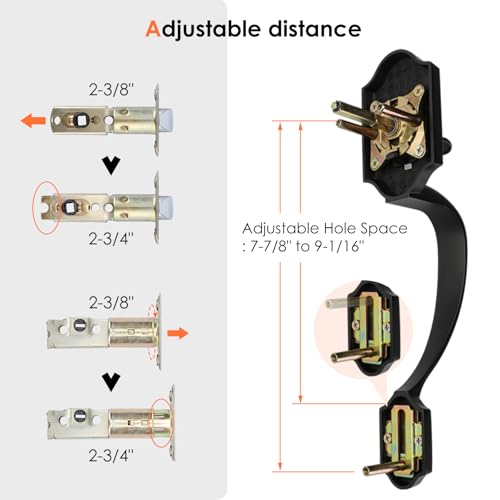 Image of Haidms Matte Black Double Door Handle with Deadbolt, Black Front Door Lock Set, Heavy Duty Double Lock Door Handleset with Dummy, Double Front Door Hardware Set with Reversible Handle Lever
