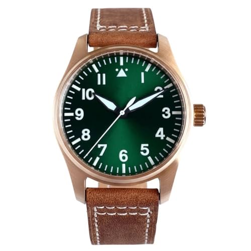 Image of FTEOXLC Soild Bronze Automatic Mechanical Pilot Watches NH35 Movement, Sapphire Crystal, 39mm Case Water Resistant Watch (V 1)