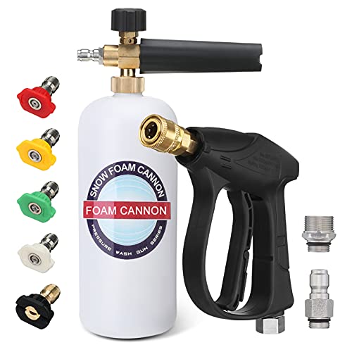 MATCEE Foam Cannon Gun Kit Pressure Washer Gun with 5 Nozzle Tips Snow Foam Lance Foam Blaster 1/4รขโฌย Quick Connector, M22-14mm and 3/8'' Quick Connector for 3000PSI Pressure Washer MATCEE Foam Cannon Gun Kit Pressure Washer Gun with 5 Nozzle Tips Snow Foam Lance Foam Blaster 1/4รขโฌย Quick Connector, M22-14mm and 3/8'' Quick Connector for 3000PSI Pressure Washer