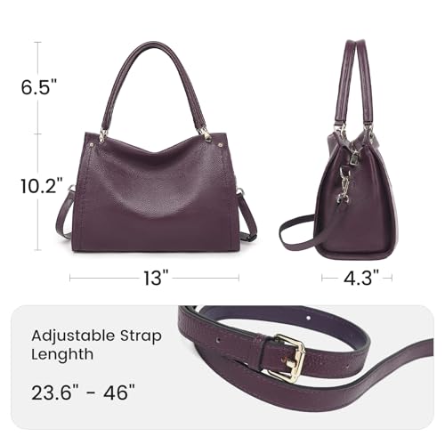 Image of KOGTLA Medium Genuine Leather Tote Handbags for Women, Ladies Soft Satchel Shoulder Purses, Two-Handle Hobo Bags