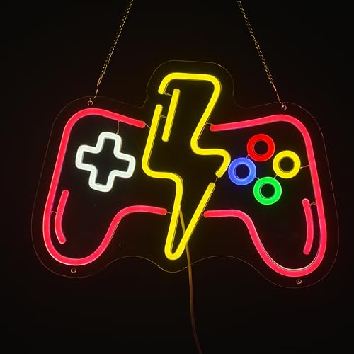 Image of Gamer Gamepad Neon Sign,Gaming Neon Sign for Gamer Room Decor - Cool Neon Light Wall Decor for Home Karaoke Bar Restaurant Pub Cafe Salon Game Room, USB Powered (Game 1)